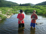 Yuto's river baptism.