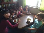 Eating curry at the kid's table